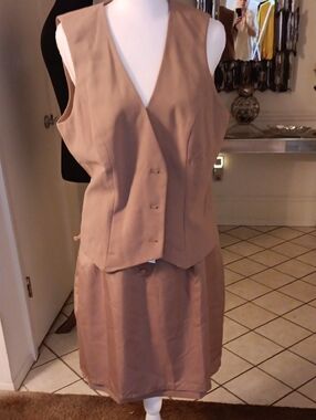 Classic Taupe Women's Vest and Skirt Set